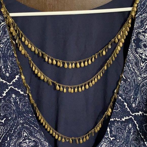 Lulus Navy Paisley Chain Back Dress - Picture 3 of 5
